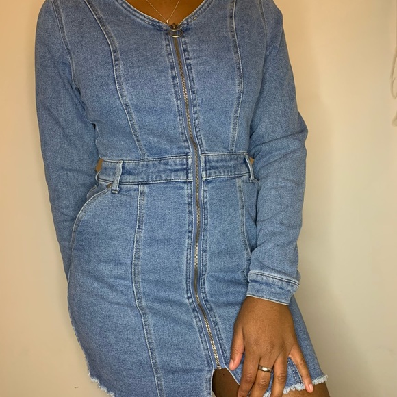 Tinseltown Zip Front Denim Dress - Picture 3 of 4